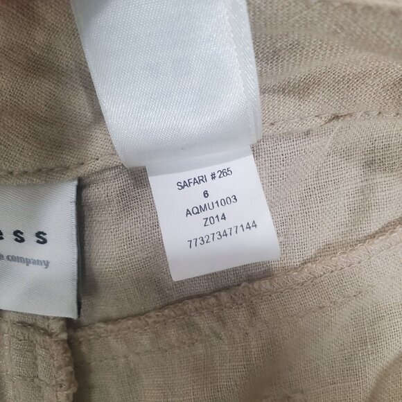AXCESS Pants Womens SZ 6 Linen Cargo Pockets‎ Safari Khaki Crop Coastal Beach - Picture 10 of 10